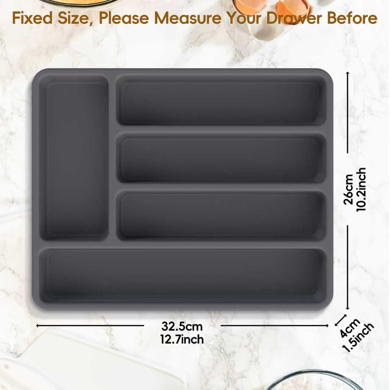 Non-Slip Silicone Kitchen Drawer Organizer for Utensils & Flatware | Heavy-Du…