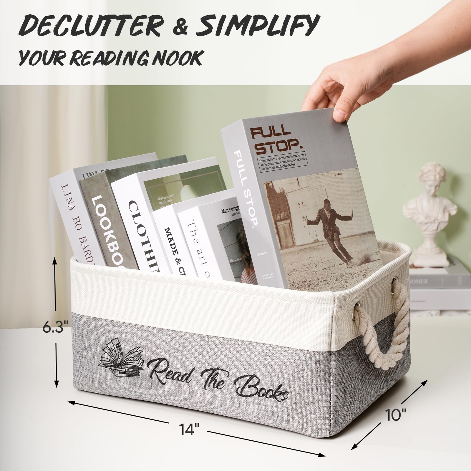 Read The Books List Storage Organizer Bin Collapsible Basket With Handles
