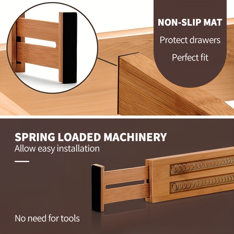 4pcs Drawer Dividers Spring Loaded Expandable Adjustable Organizers Separator