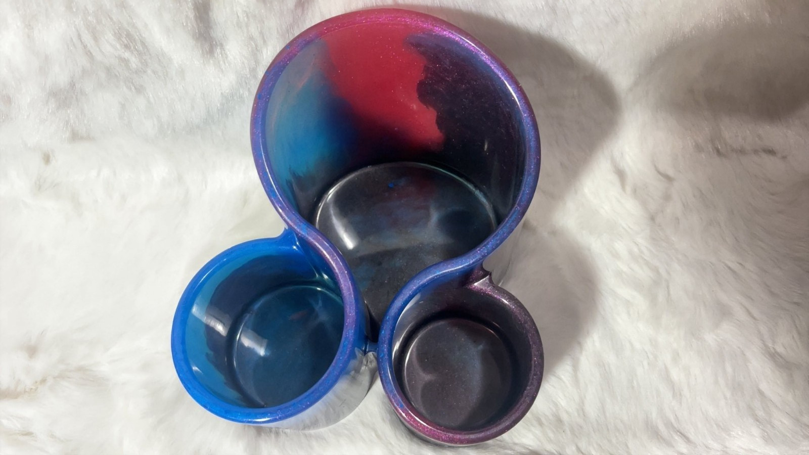 Handmade Epoxy Resin Desk Organizer, Blue Black Purple, 3 Compartment