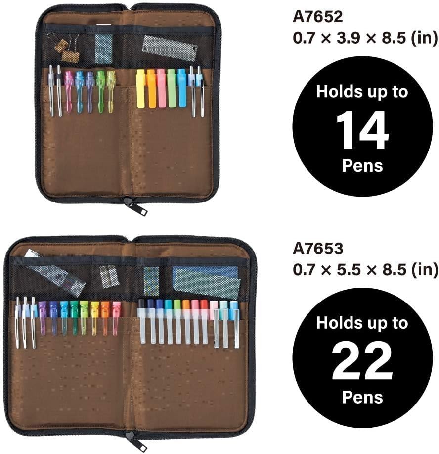 LIHITLAB LAB Slim Pen/Pencil Pouch, 0.7 × 3.9 × 8.5 Inches, Indigo (A7652-11)