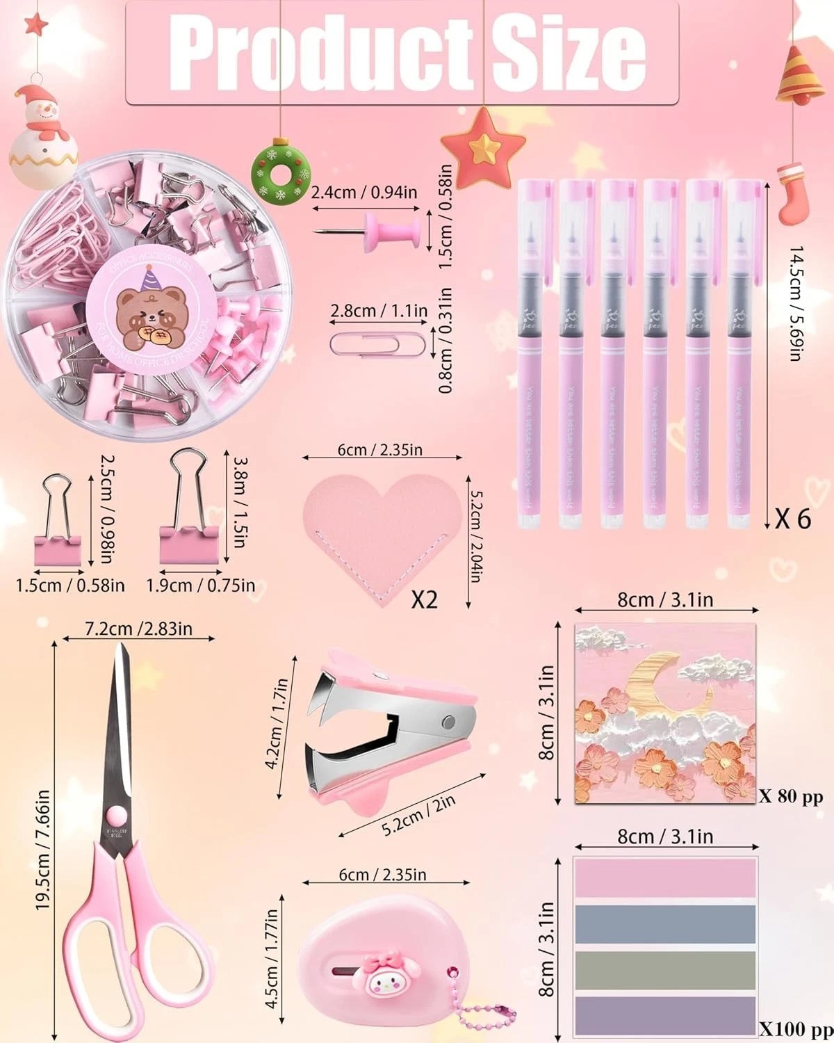 Modern 24-Piece Pink Office Supplies Set – Ultimate Workspace Beautification