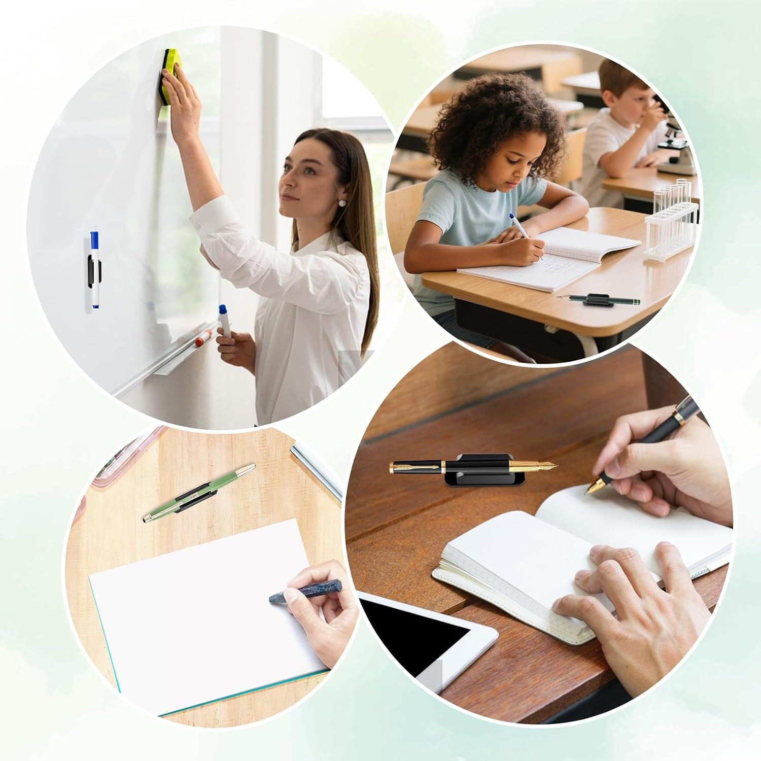 10 Pack Adhesive Pencil Holders for Desk, Flexible Silicone Pencil Holders