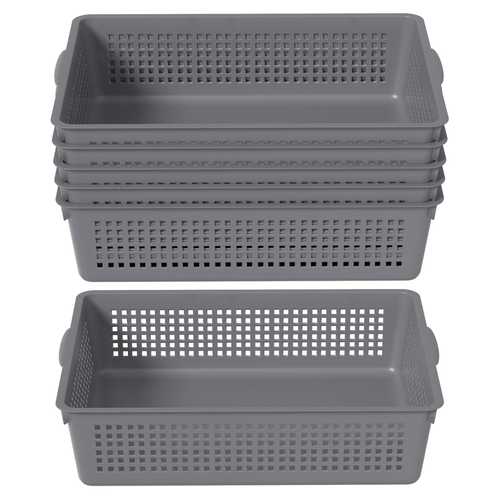 Nicesh A4 Size Plastic Basket, Desktop File Storage Organization Tray, Grey