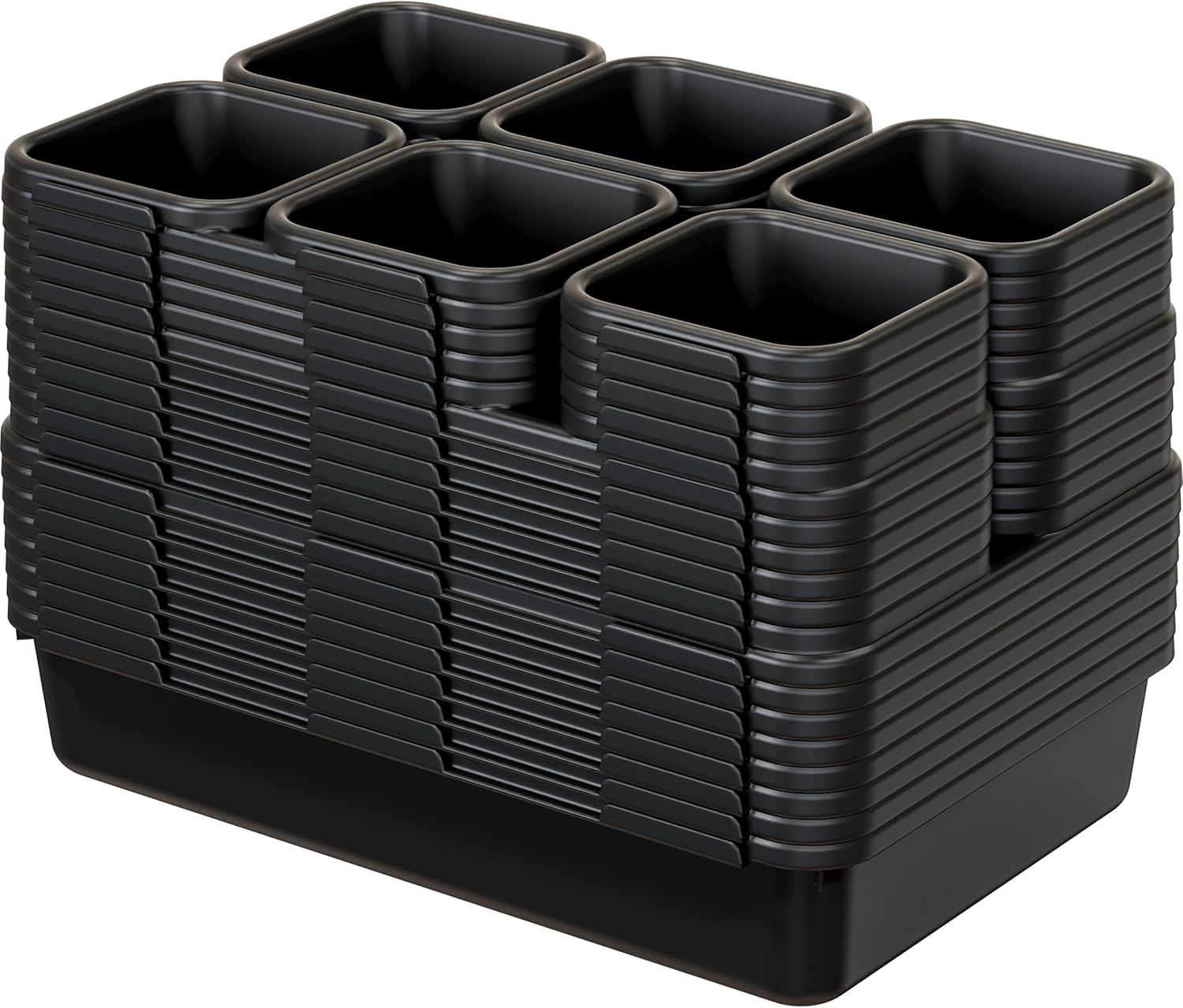 Interlocking Desk Drawer Bins Organizer, 42 Packs, Black