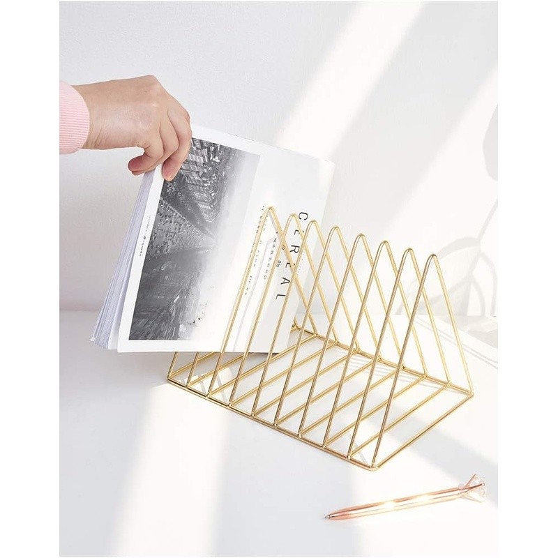 Vertical File Organizer 9 Slot Desk Storage Iron Wire Holder Multifunctional New