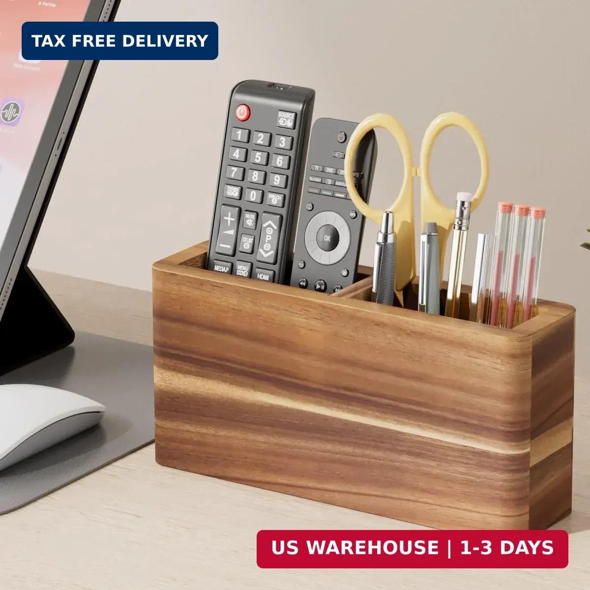Wood Remote Control Holder Wall Mount, TV Remote Holder for Wall, Remote Control