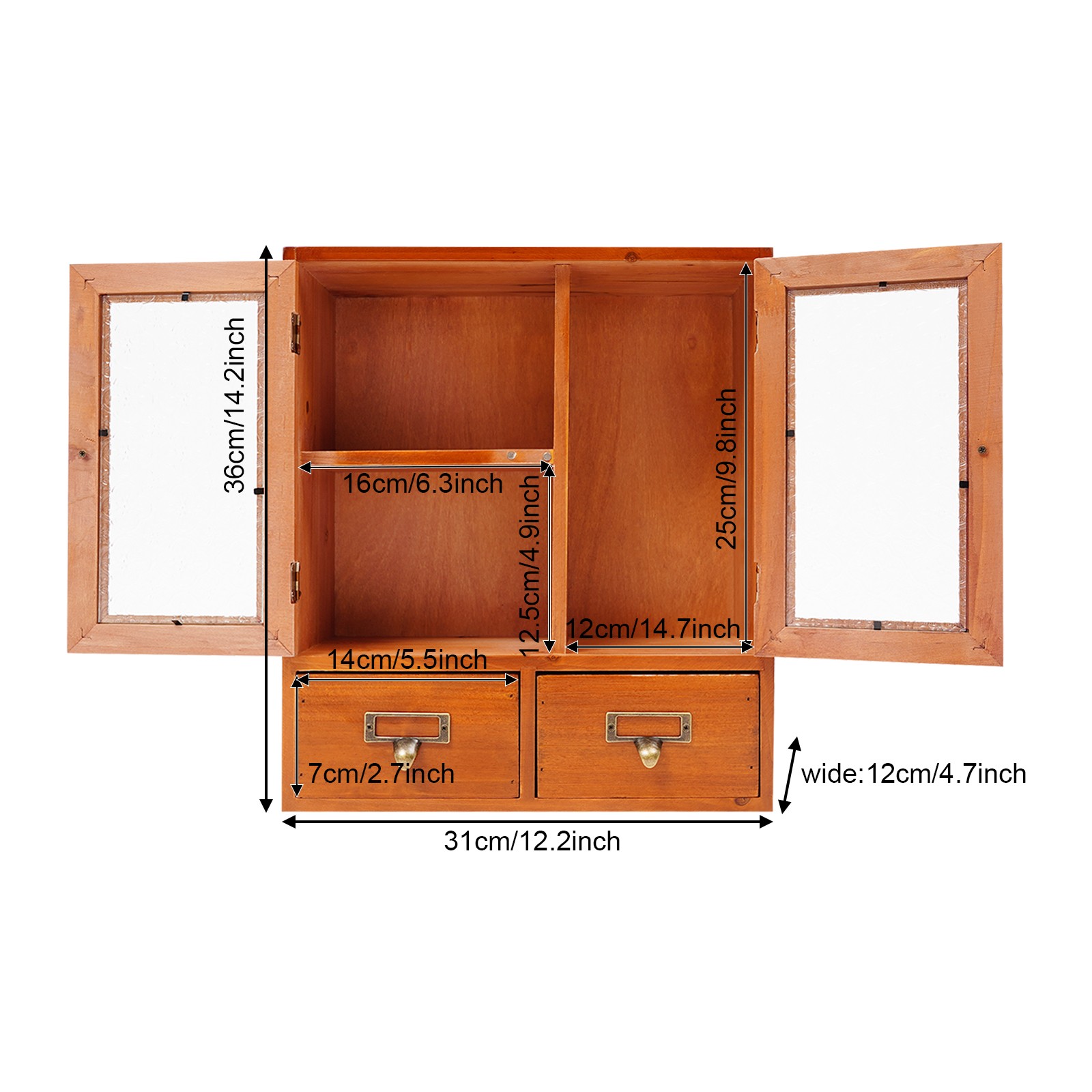 Vintage Tabletop Organizer, Wooden Storage Drawer Box, Storage Cabinet for Desk