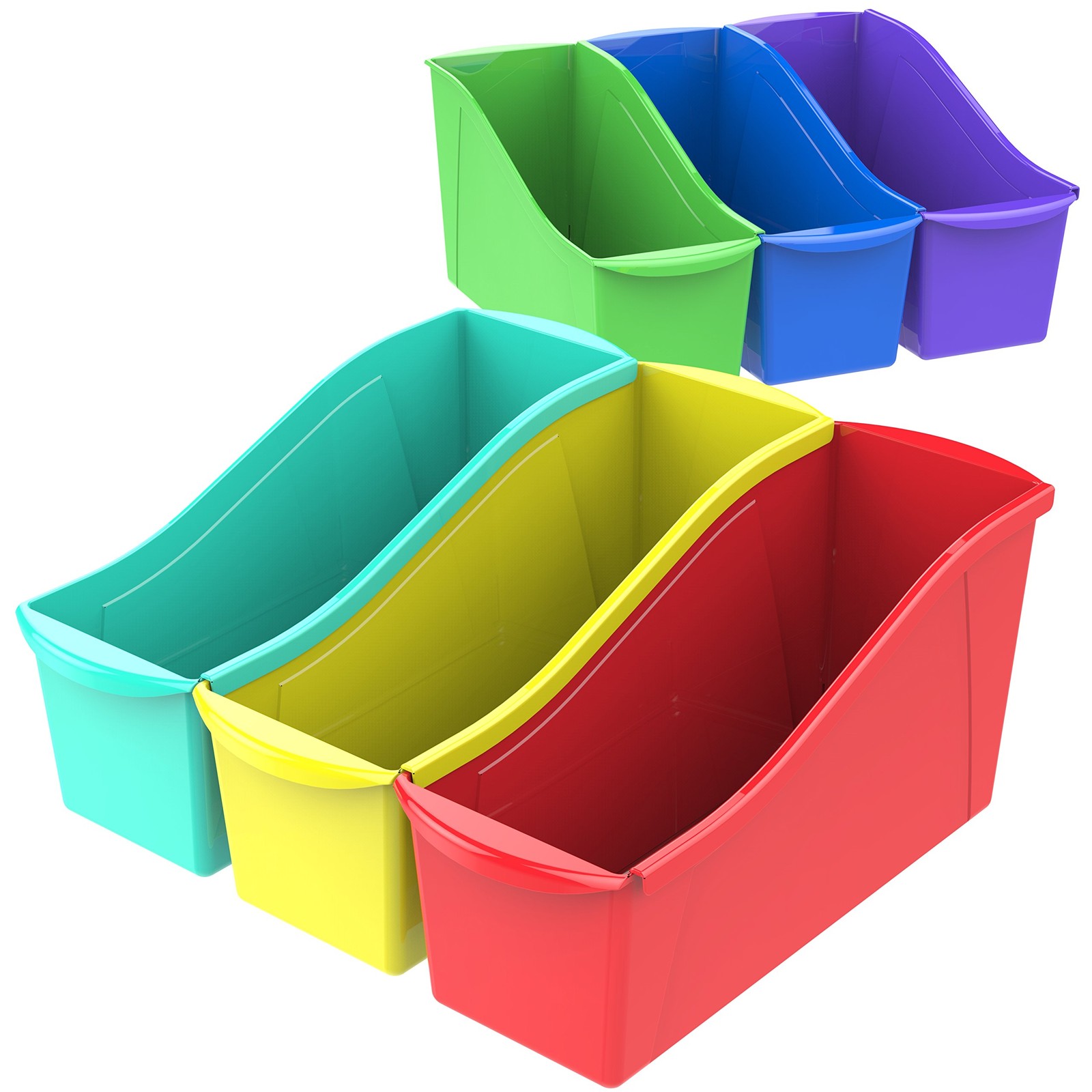 Large Book Bin, Interlocking Plastic Organizer for Home, Office and Classroom…