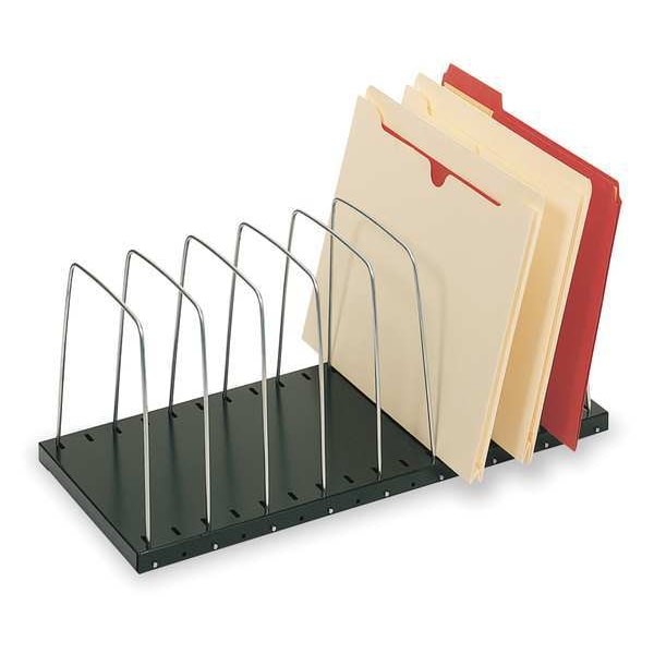 File Holder, Black, Steel, 18 3/8 In W, 8 1/8 In L, 7 1/2 In H, 8 Number Of