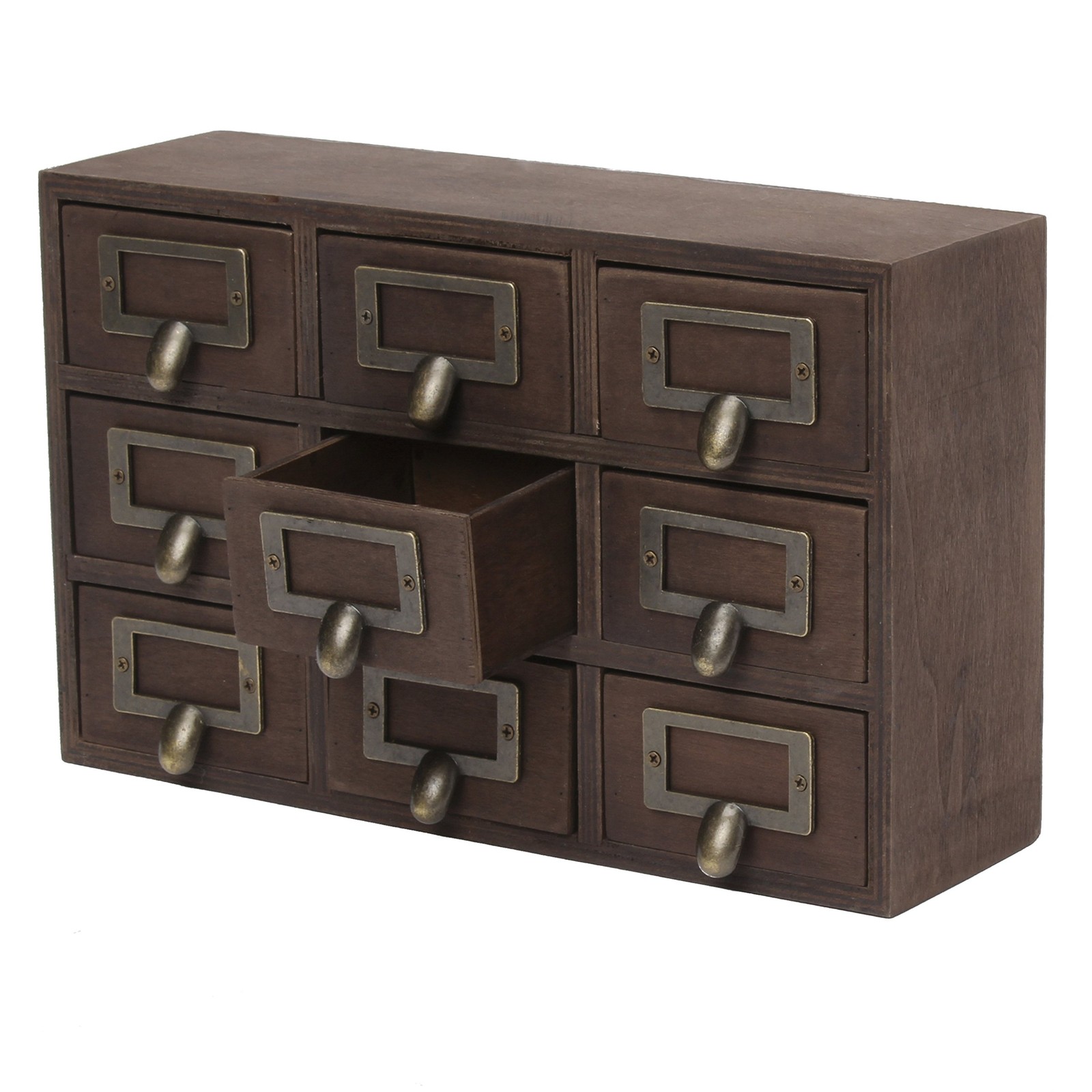 Kate and Laurel Apothecary Wood Desk Drawer Set, 9 9 Drawers, Rustic Brown