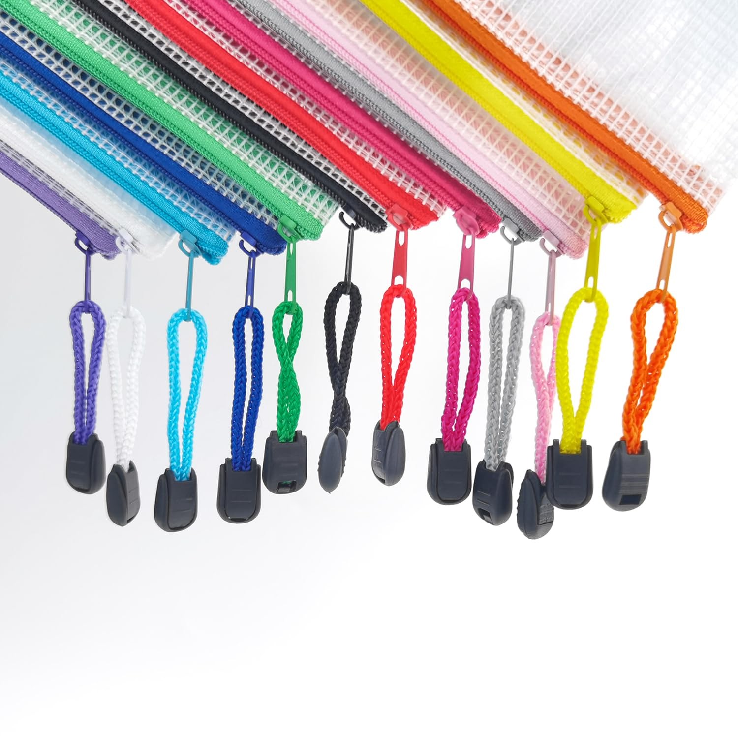 Plastic Mesh Zipper Pouch, 12Pcs Zipper File Bags with Label Pocket, A3 Size …