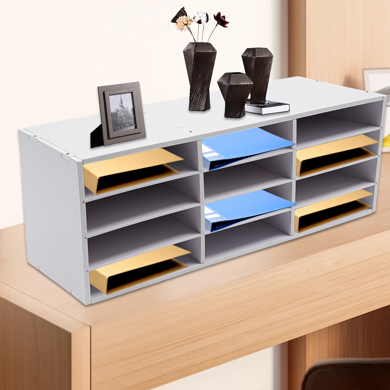 4-Tier Mail Sorter Organizer Countertop Literature Student Mailbox for Classroom