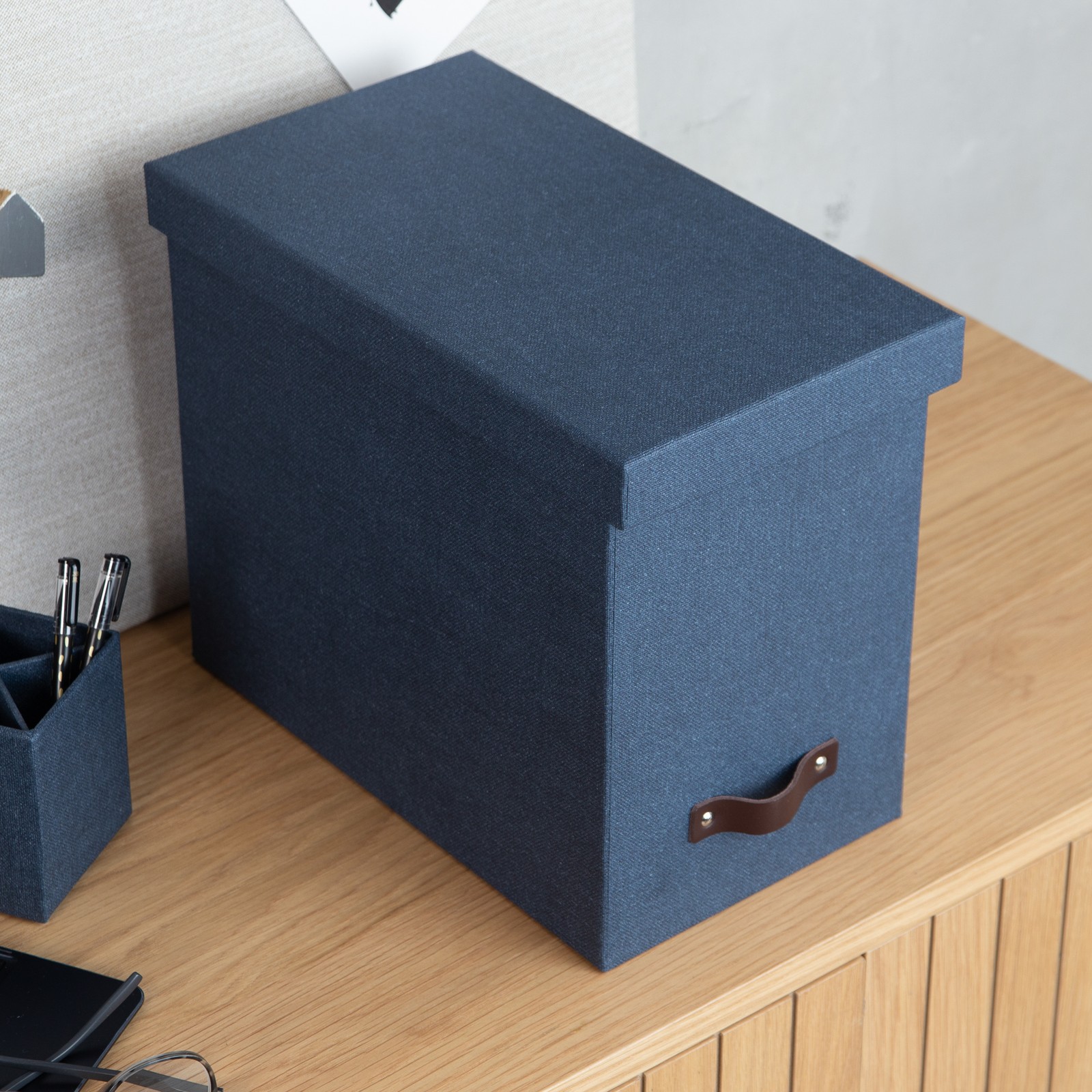 Bigso John Desktop File Box – File Storage Box for Paperwork – Blue