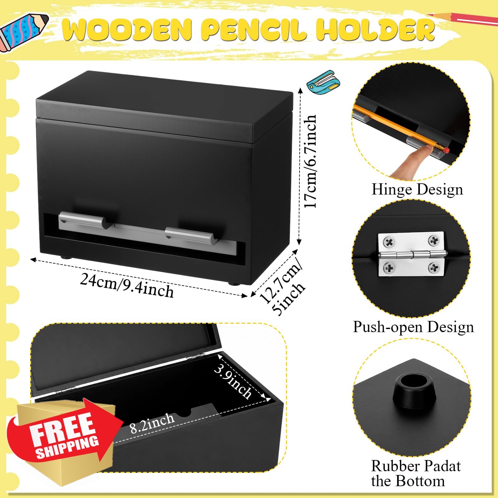 Yalikop Pencil Dispenser Black 1 Pc