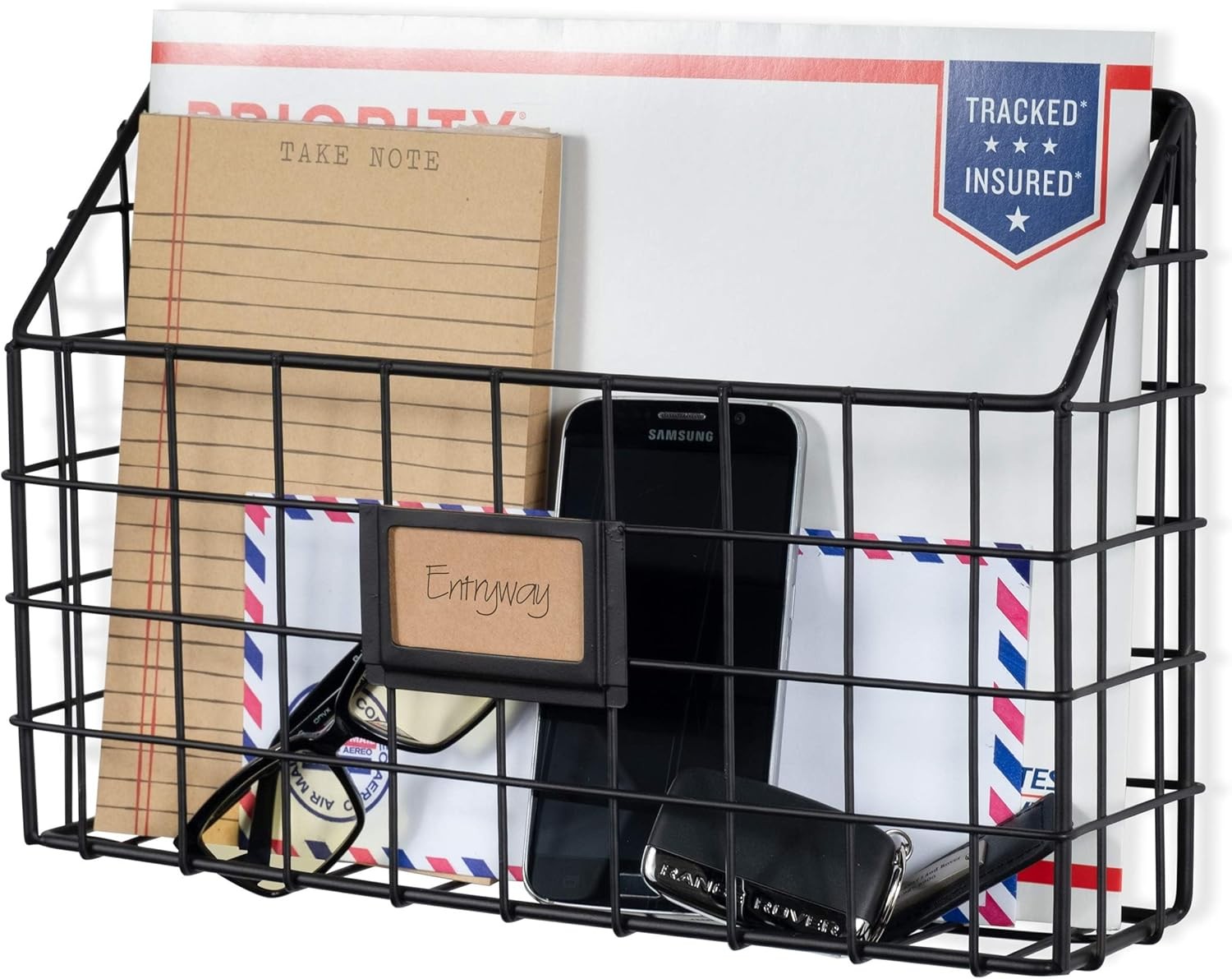 Rivista File Holder Home Office Desk Organizer, Wall Mounted Wide Chicken Wire M