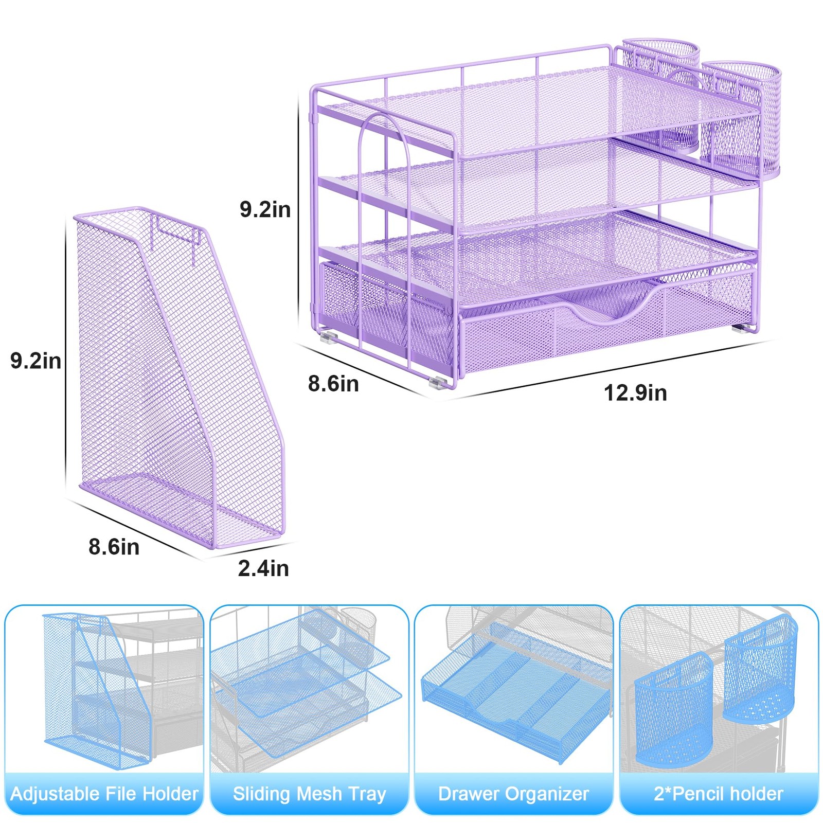 Desk Organizers and with File Holder, 4-Tier Desk & Workspace Organizers with…