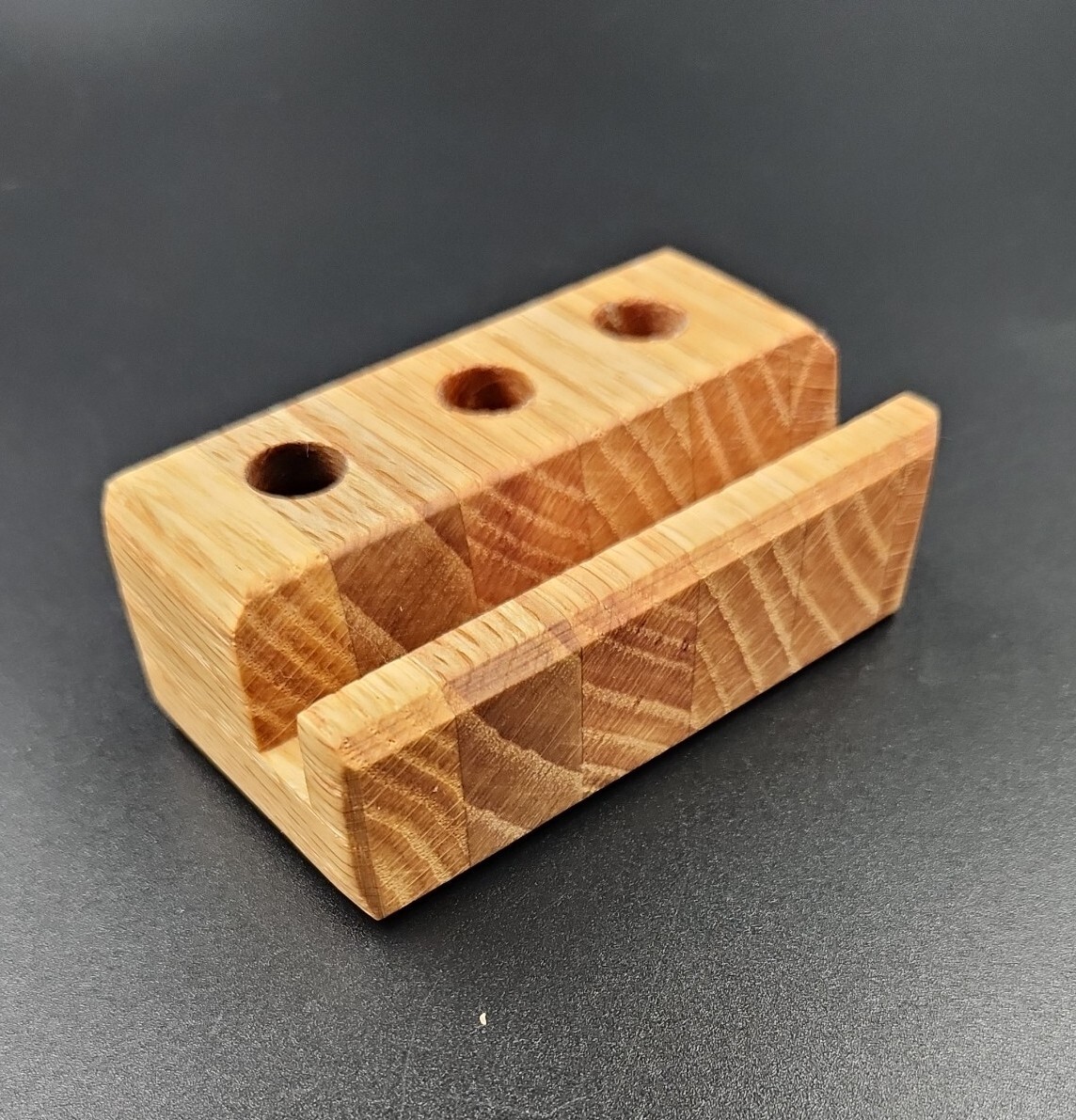 Desk Organizer Business Card Holder and Pen Stand Handmade Office Gift Oak Wood
