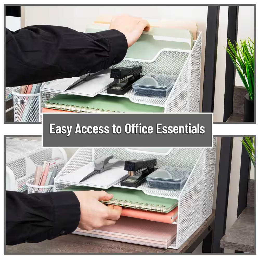 12.5 In. L X 11.5 In. W X 9.5 In. H File Organizer Desk Organizer Paper Tray Met