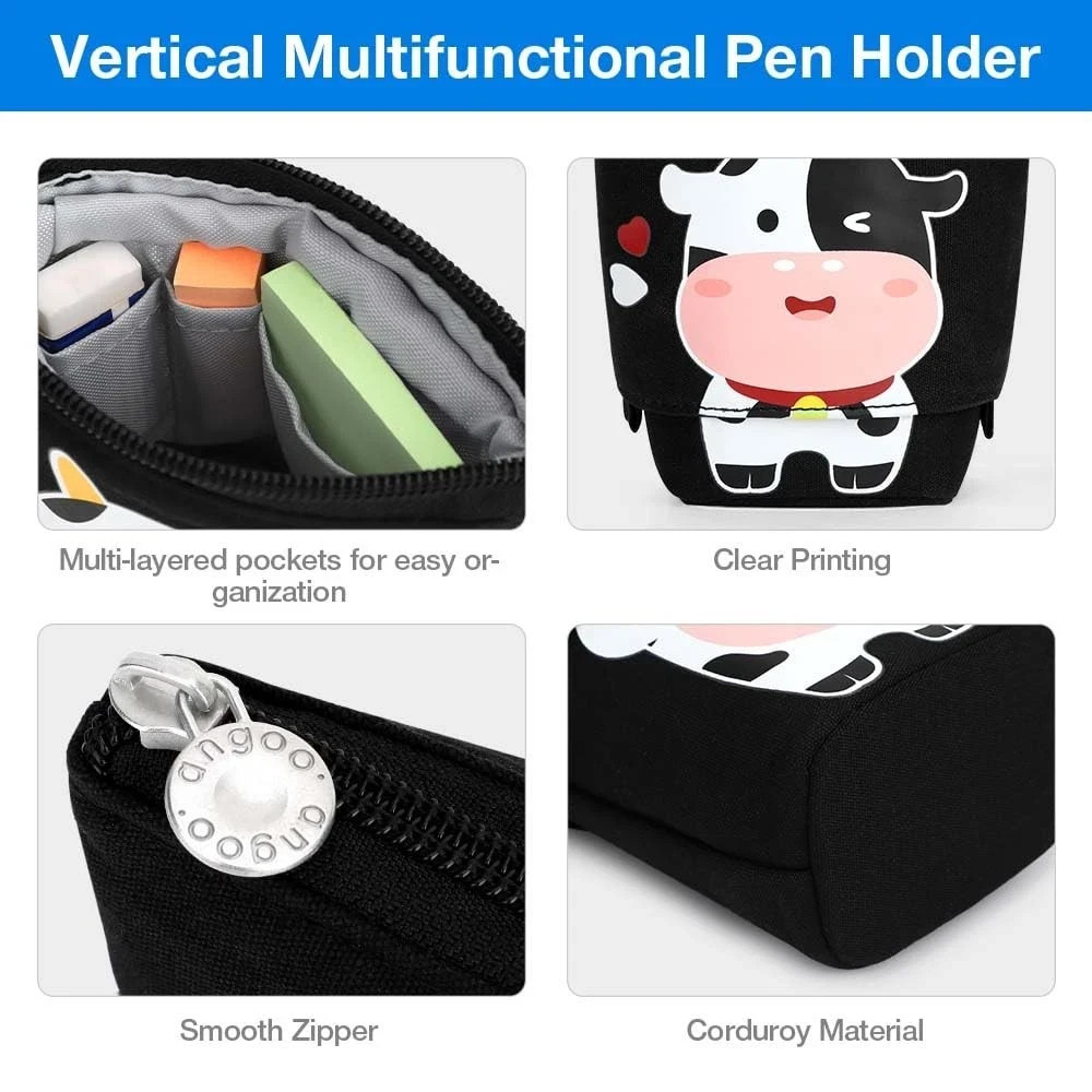 Cute Standing Pencil Case for Kids, Pop Up Pencil Box Makeup Pouch