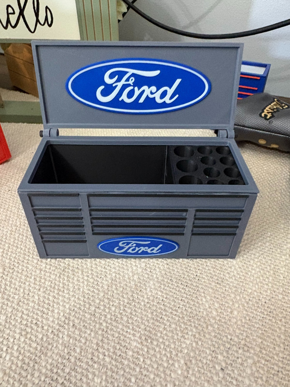 Ford-Inspired Mini Toolbox Organizer – Desk Organizer
