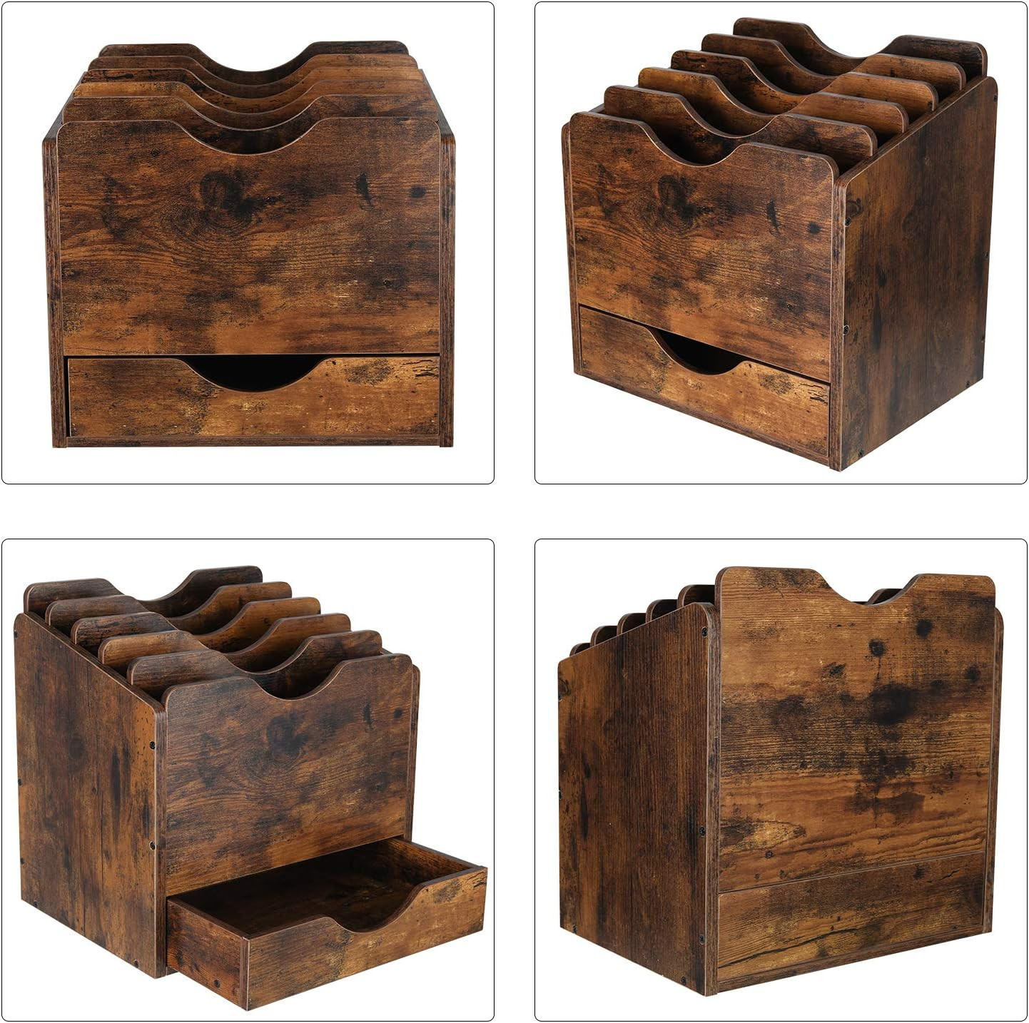 Wood Desktop File Holder Organizer Mail Sorter with Drawer, for File Folders, Ma