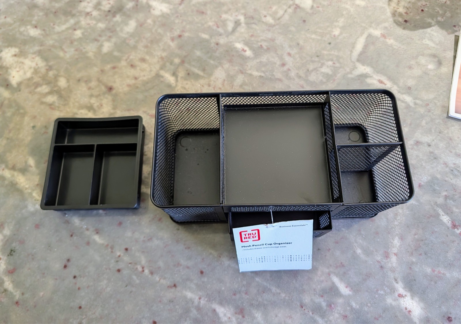 Tru Red Small Desk Top Organizer with Drawer – Black