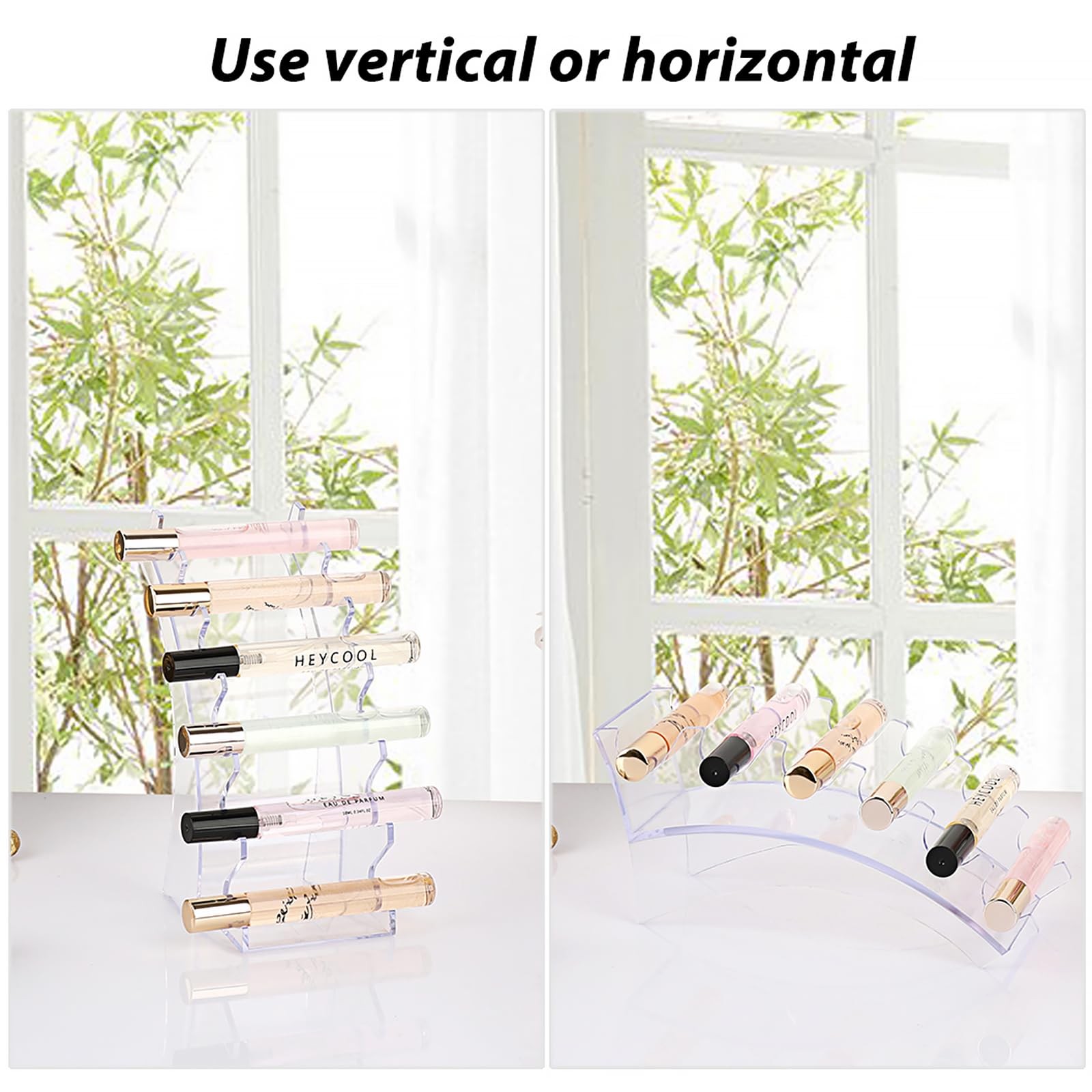 ELLDOO 2 Pack Rollerball Perfume Organizer, 6 Slots Clear Acrylic