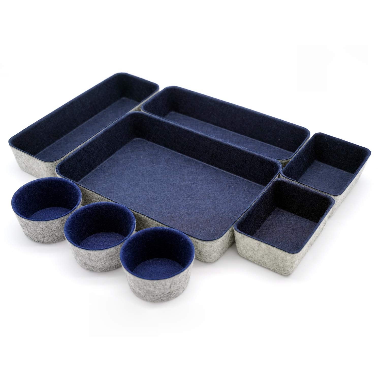 8-piece office desk drawer organizers trays felt small Storage bins shallow b…
