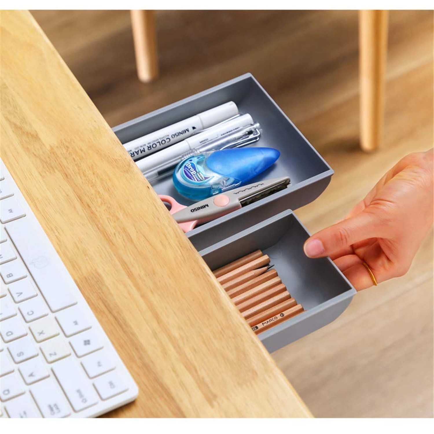 Desk Drawer Attachment 2 Pack Pencil Organizer Desk Hidden Desk Organizer Und…