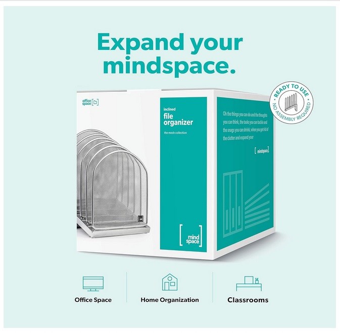 Mindspace Desk Organizer Inclined File Sorter, Office Document sorter silver