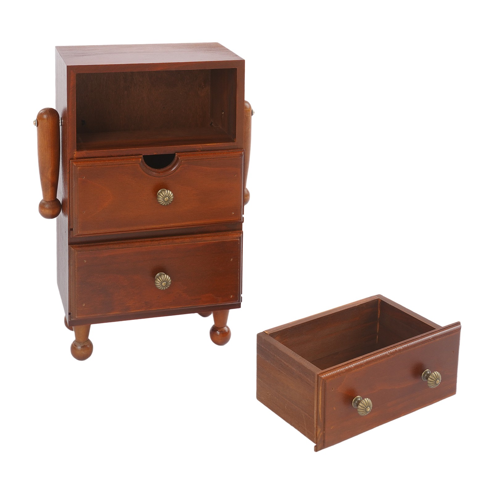 Premium Pine Wooden 3 Drawer Storage Cabinet Retro Brown Home & Office Decor