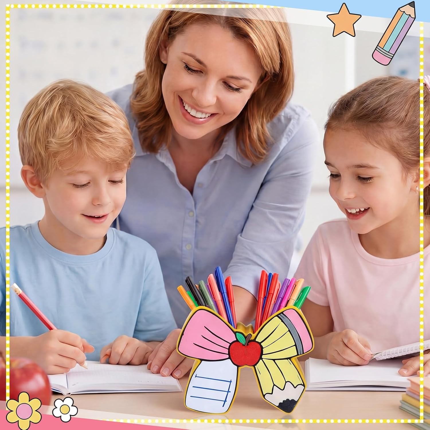 Adorable Yellow Pencil Holder for Desk – Perfect Gift for Teachers & Students