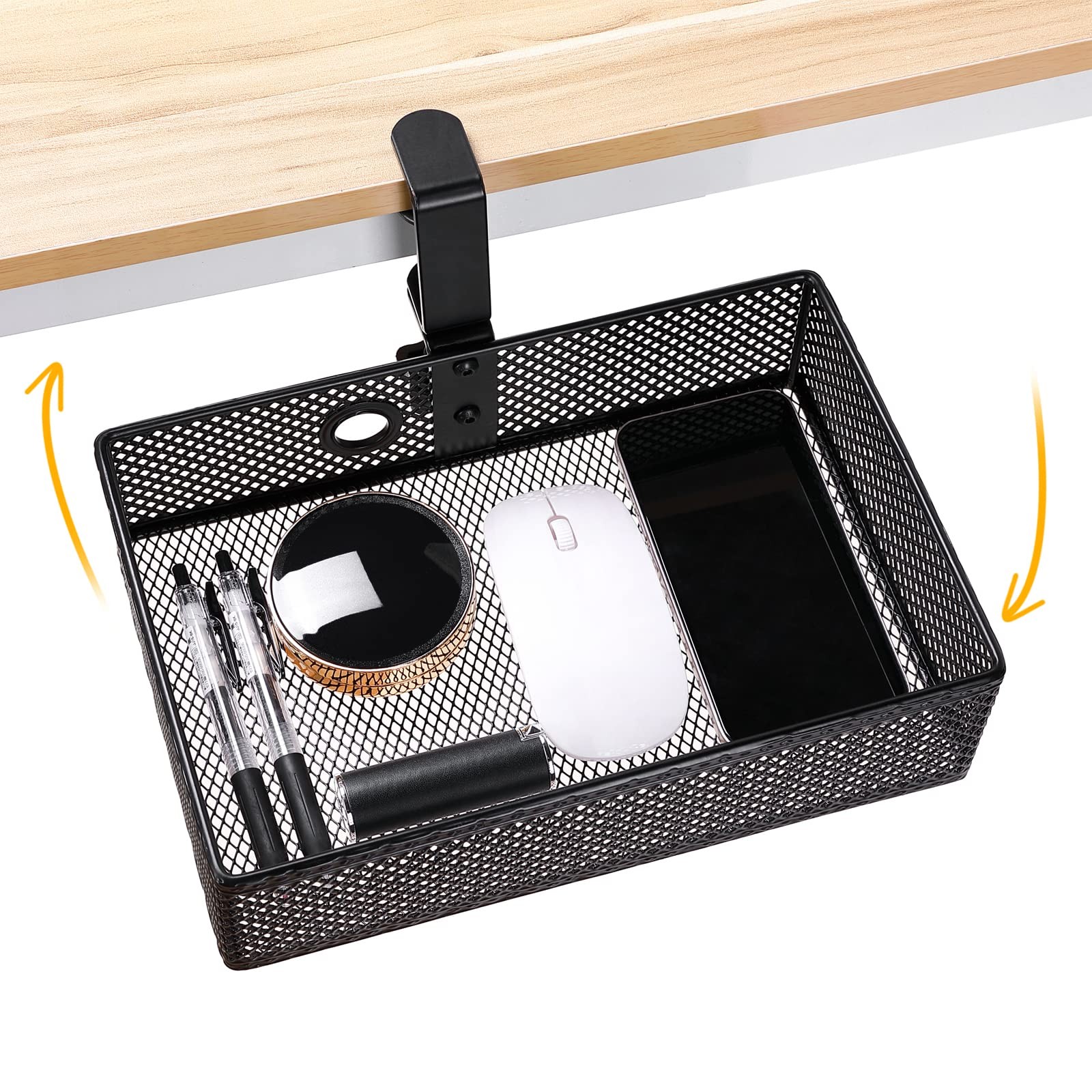 Clamp~On Desk Organizer with Swivel Pencil Drawer, Black
