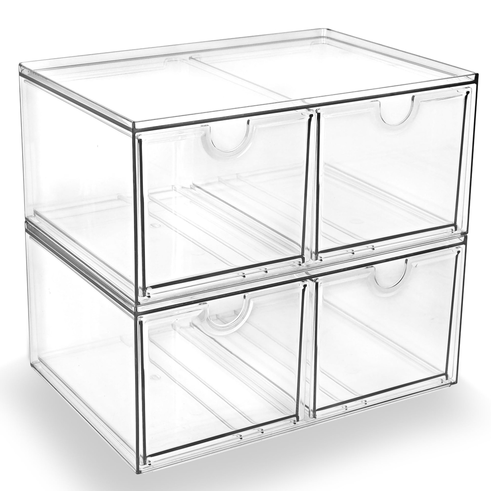 Prsildan Acrylic Storage Drawers Clear 7″D x 4.7″W x 4.3″H, Transparent
