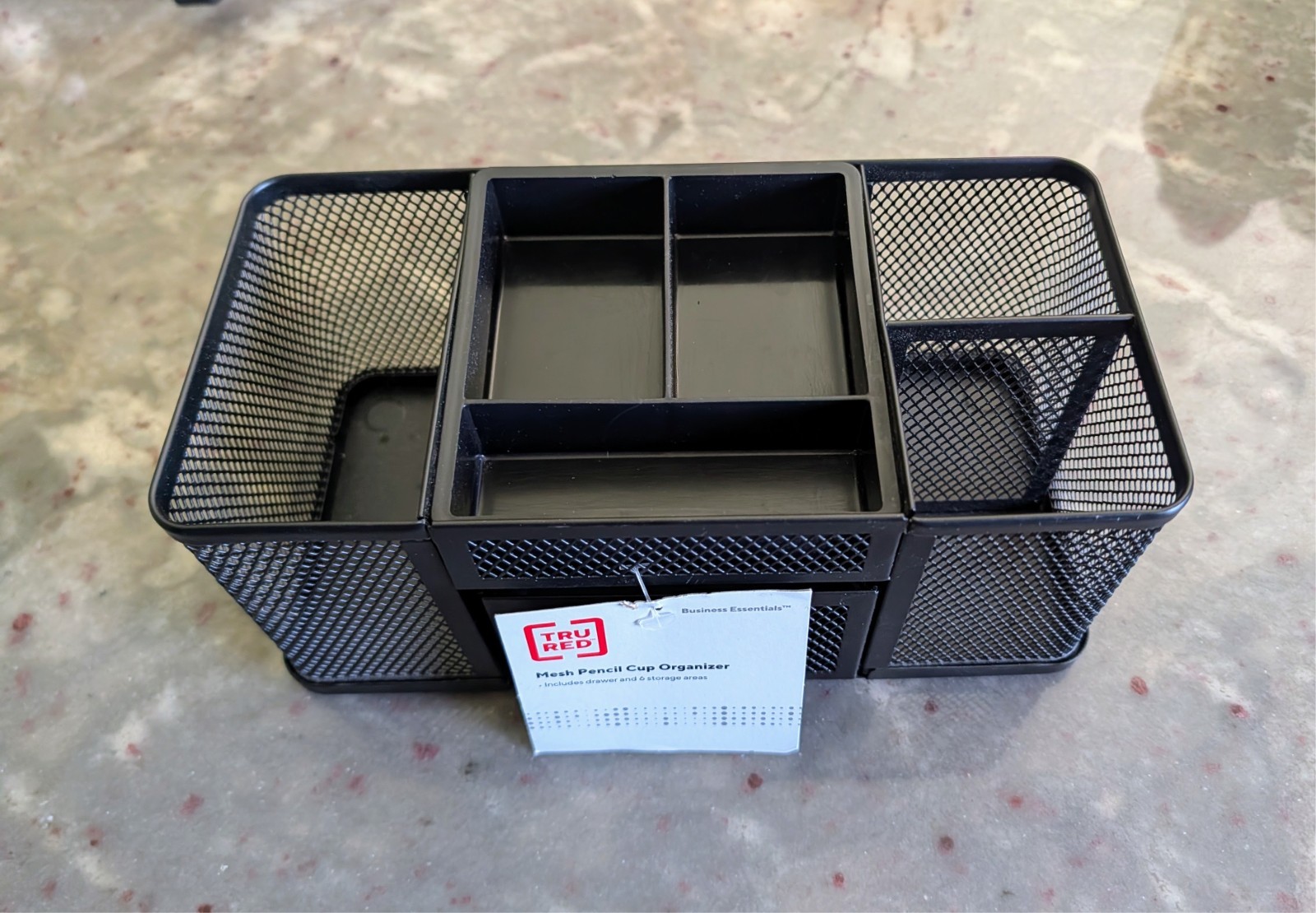 Tru Red Small Desk Top Organizer with Drawer – Black