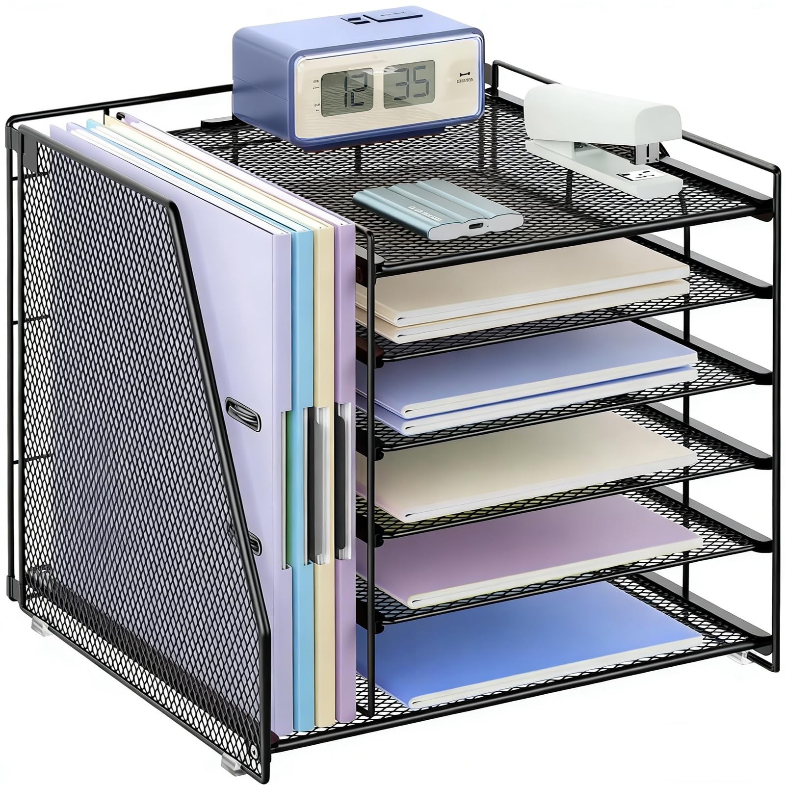 6 Tier Paper Organizer Desk File Holder Magazine Rack Office Storage