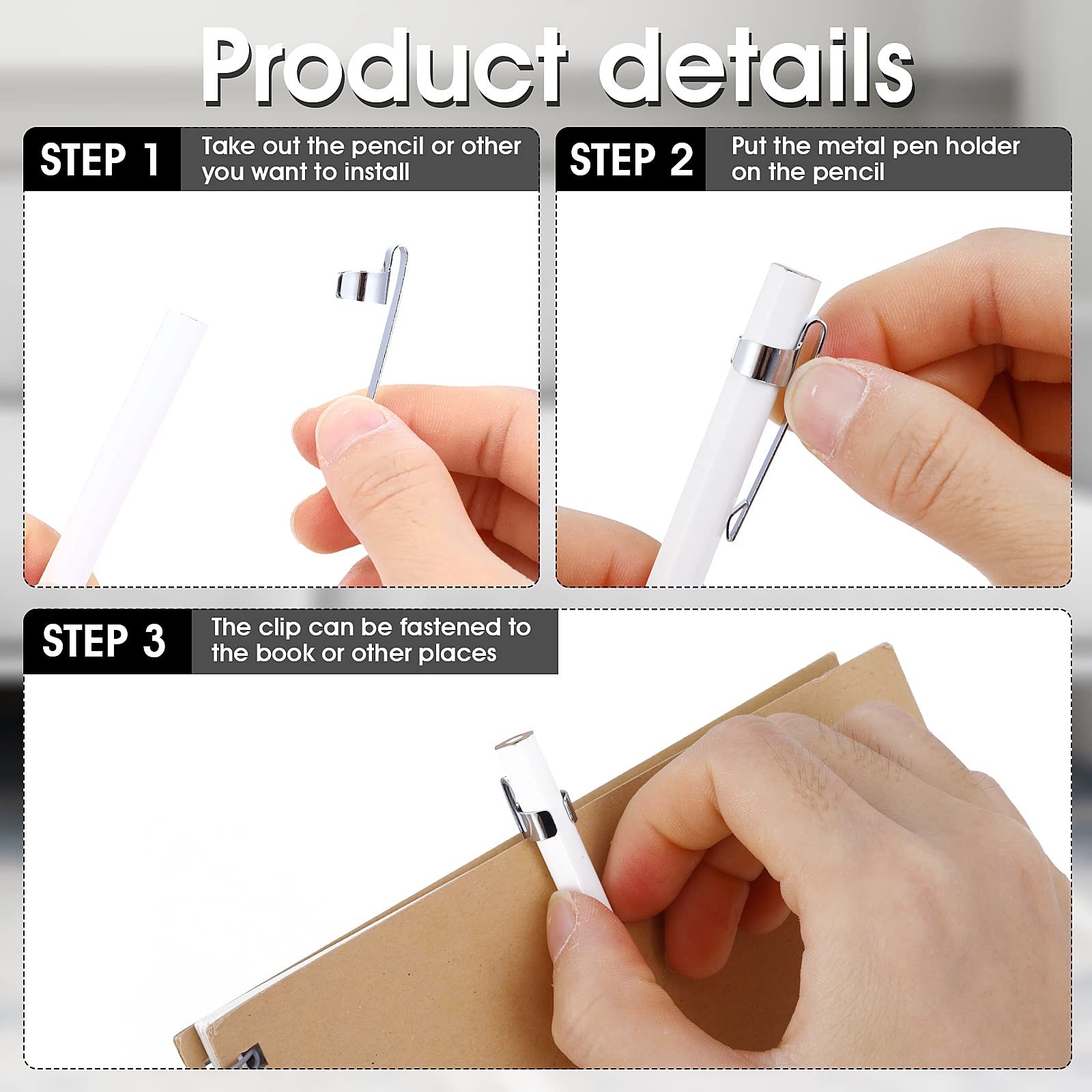 20 Pieces Metal Pen Clips Snap in Pencil Clips for Shirt Pocket, Portable Pen Ho