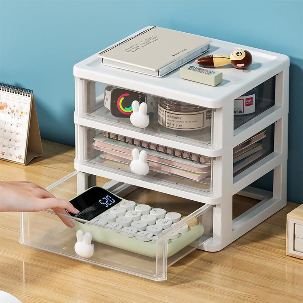 Glomora Bunny Drawer, 5 inches x 6.8 x 6.4 inches, White Three Layers