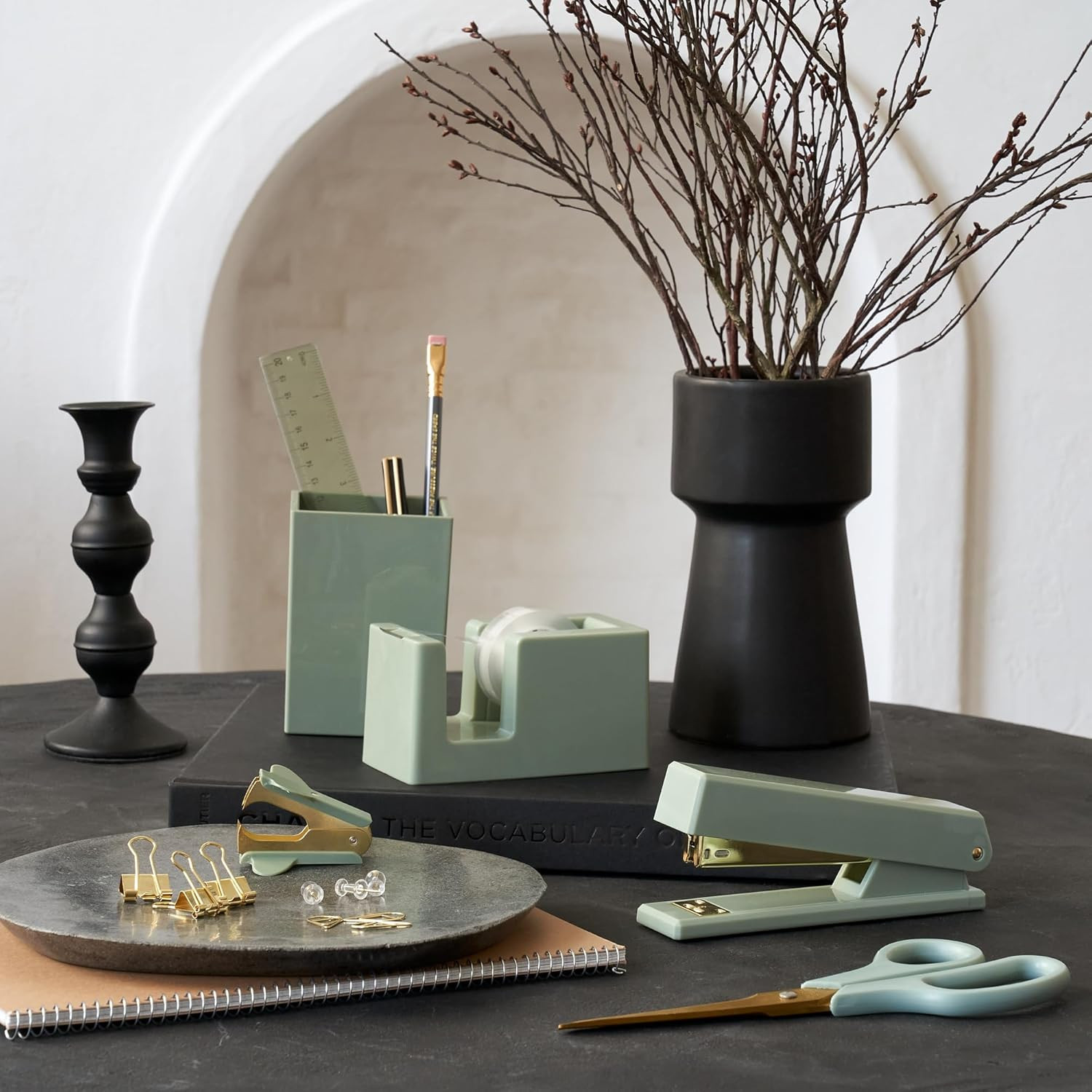 Desk Accessories Set for Women Gold Office Supplies with Pen Holder & More