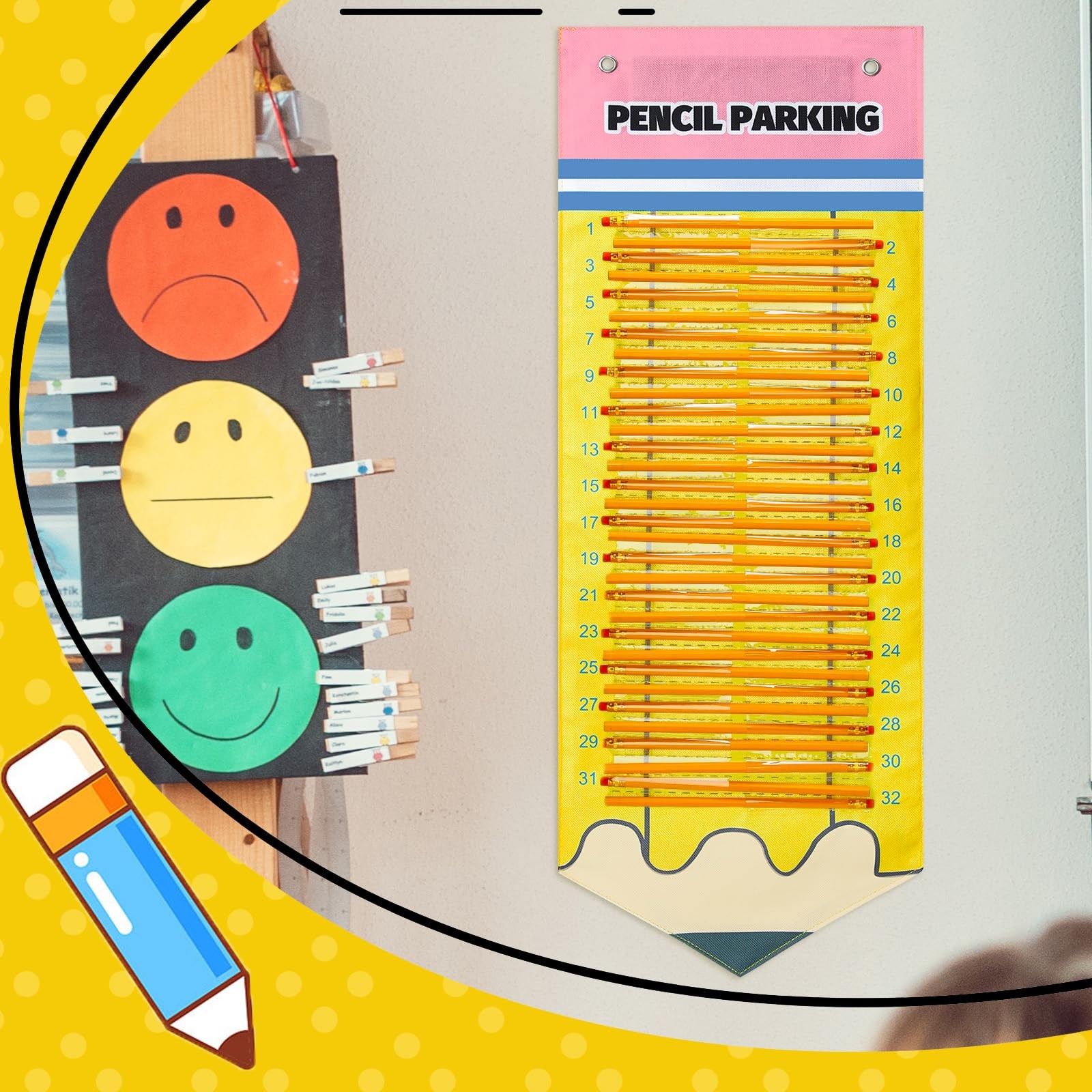 Pencil Dispenser Parking Pocket for Classroom Magnetic Pencils Hanging Chart …