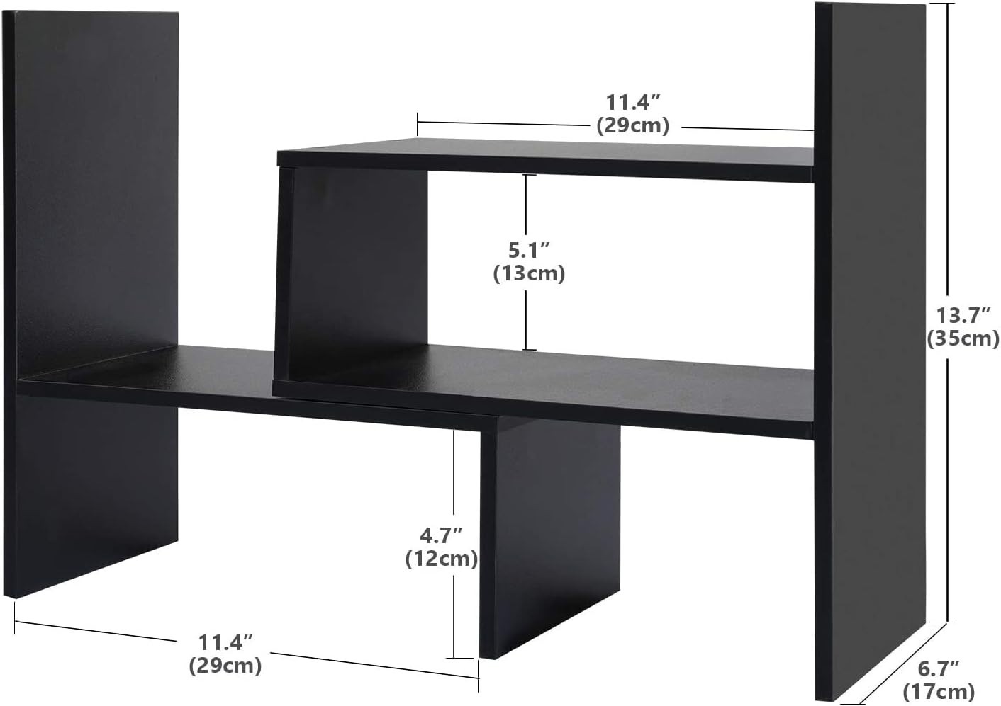 Desktop Bookshelf Desk Storage Organizer Adjustable Wood Desktop Display Shel…