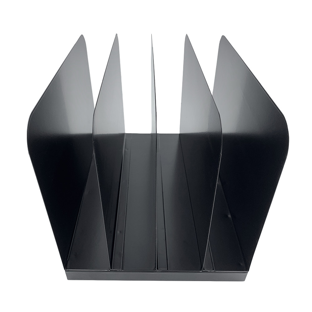 Huron Vertical 4 Slot Steel Desk Organizer/Sorter Black HASZ0147