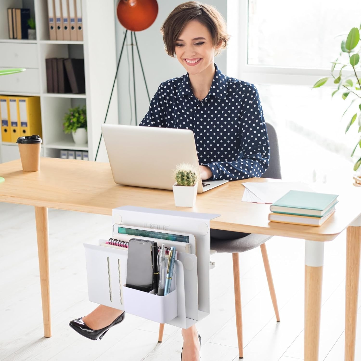 Clamp On Laptop Mount with Pen Holder – Desk Side Storage