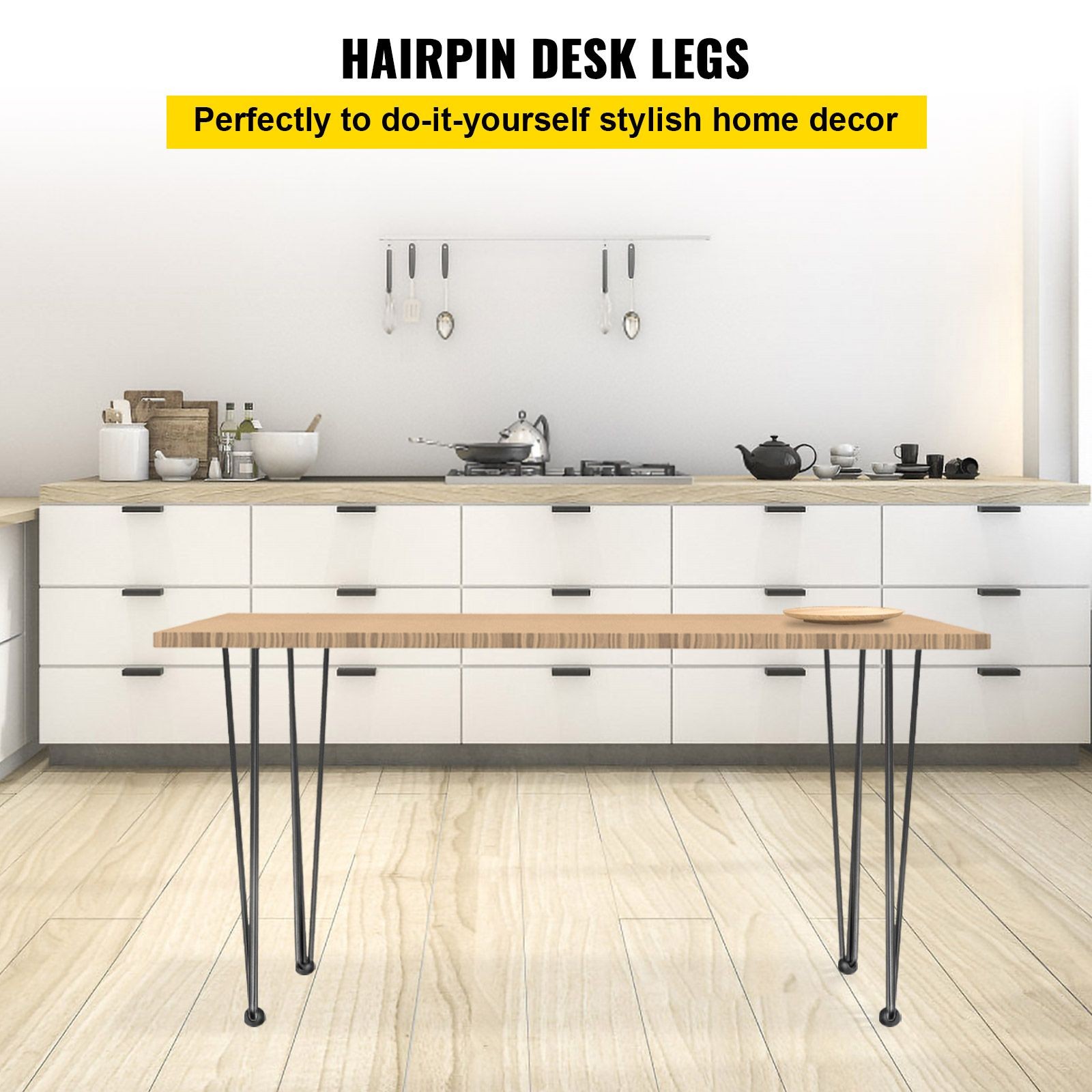 Hairpin Table Legs 22″ Black Set of 4 Desk Legs 880lbs Load Capacity (Each