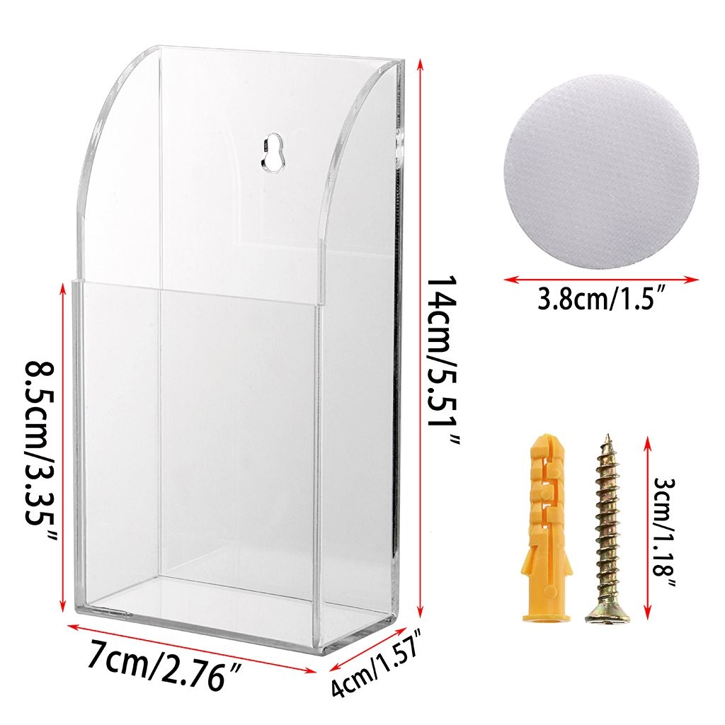 Hipiwe Wall Mount Remote Control Holder Clear Acrylic Media Small,