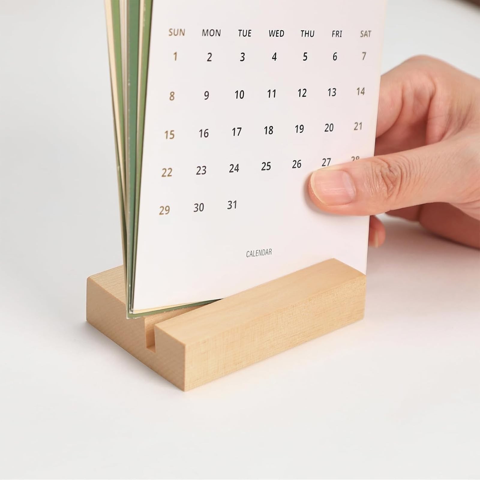 2 PCS 3.5″ Birch Wood Stand Block Base Cardstock Holder Desk Calendar