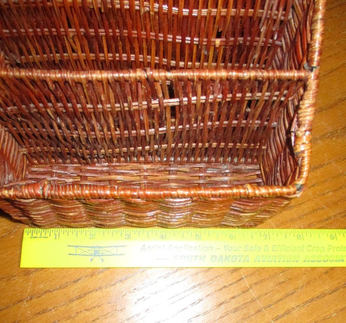 Vintage Woven Wicker Rattan Mail Holder – Brown – 3 Compartments – Desk Top