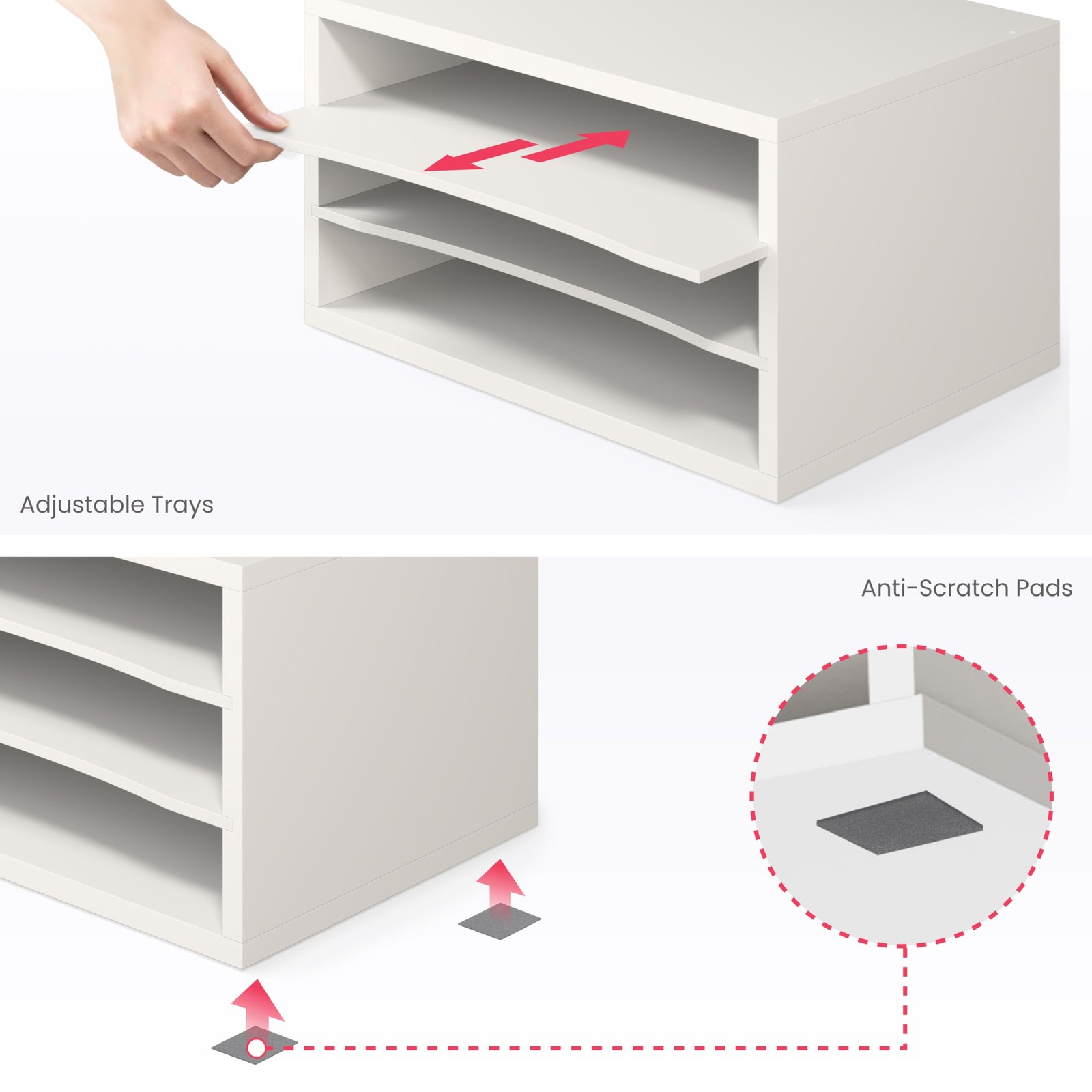 Paper Organizer, 3-Tier Stackable Wood Desk Organizer, Document File Organize…