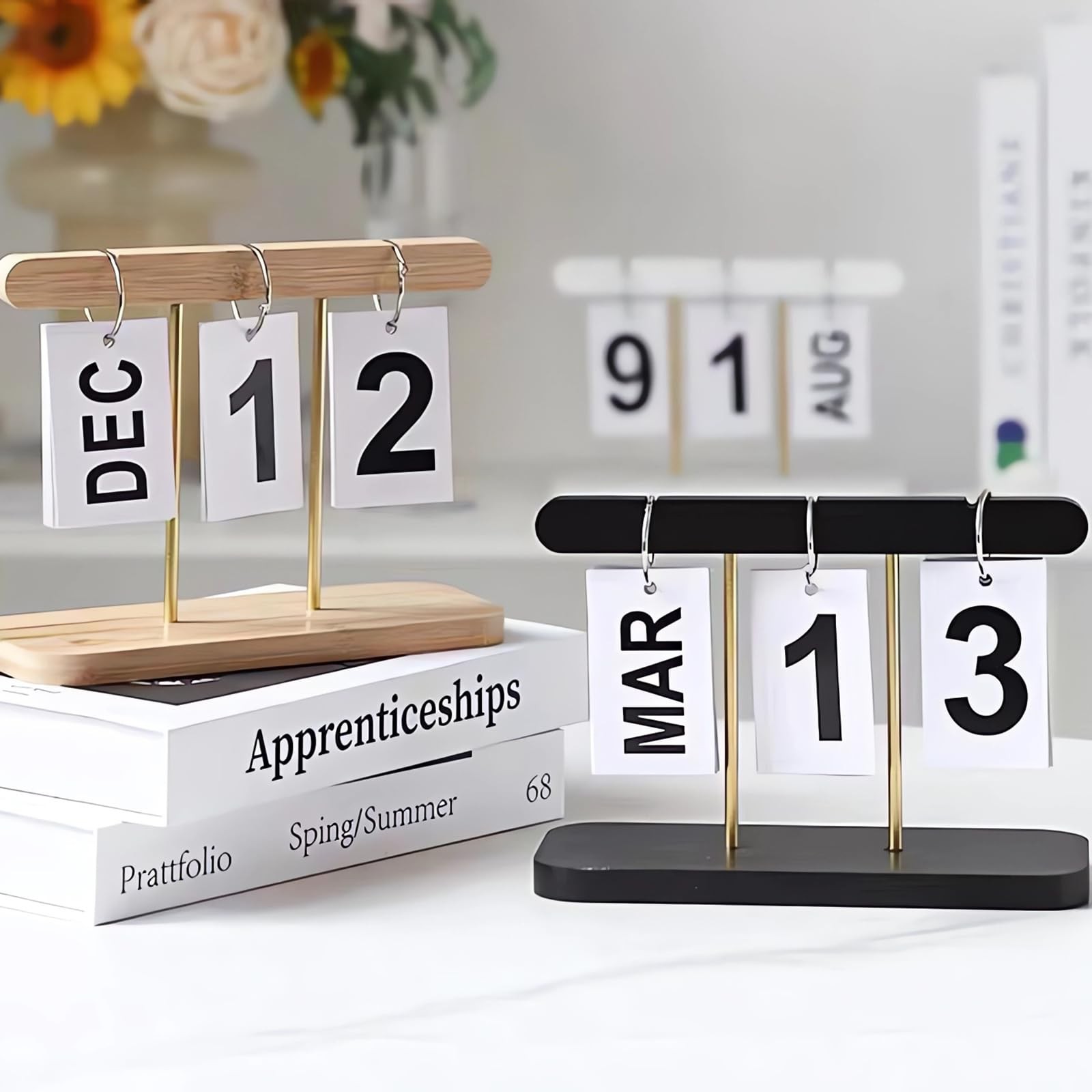 SUPTEC Perpetual Daily Flip Calendar for Desk 2026 Reusable StyleA-White